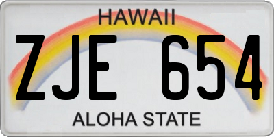 HI license plate ZJE654