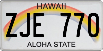 HI license plate ZJE770