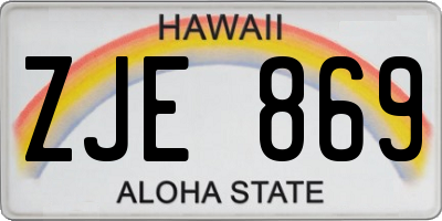 HI license plate ZJE869
