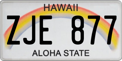 HI license plate ZJE877