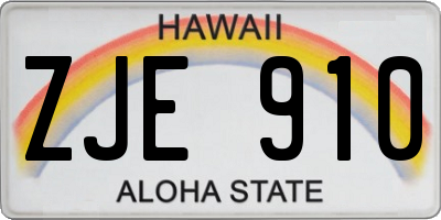 HI license plate ZJE910