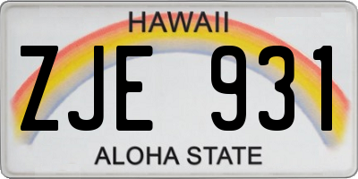 HI license plate ZJE931