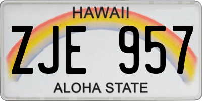 HI license plate ZJE957