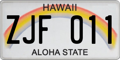 HI license plate ZJF011