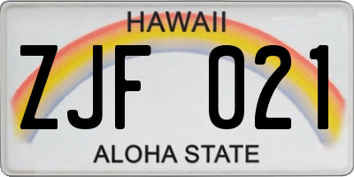 HI license plate ZJF021
