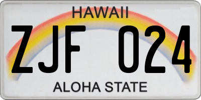 HI license plate ZJF024