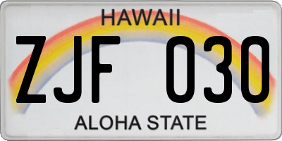 HI license plate ZJF030