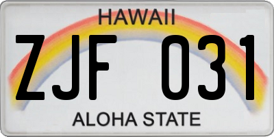 HI license plate ZJF031