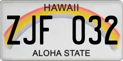 HI license plate ZJF032