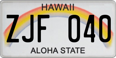 HI license plate ZJF040