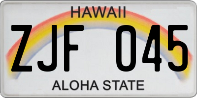 HI license plate ZJF045