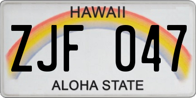HI license plate ZJF047
