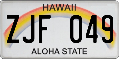 HI license plate ZJF049