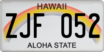 HI license plate ZJF052
