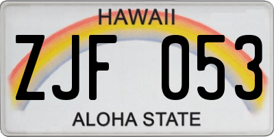 HI license plate ZJF053