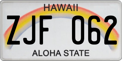HI license plate ZJF062