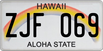 HI license plate ZJF069