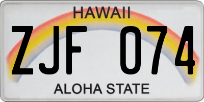 HI license plate ZJF074
