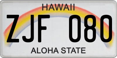 HI license plate ZJF080