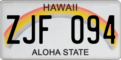 HI license plate ZJF094