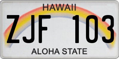 HI license plate ZJF103
