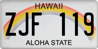 HI license plate ZJF119
