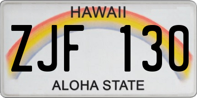 HI license plate ZJF130