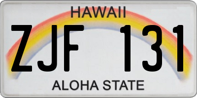 HI license plate ZJF131