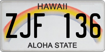 HI license plate ZJF136