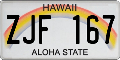 HI license plate ZJF167