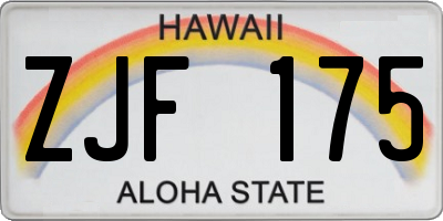 HI license plate ZJF175