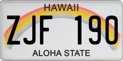 HI license plate ZJF190