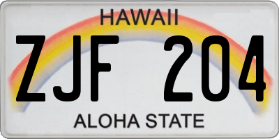 HI license plate ZJF204