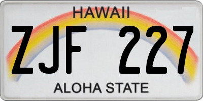 HI license plate ZJF227