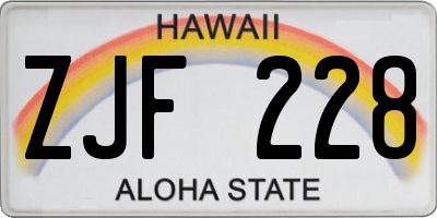 HI license plate ZJF228
