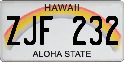 HI license plate ZJF232