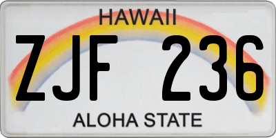 HI license plate ZJF236