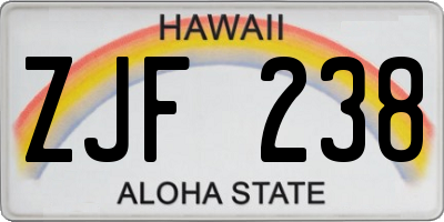 HI license plate ZJF238