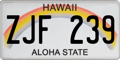 HI license plate ZJF239