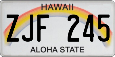HI license plate ZJF245