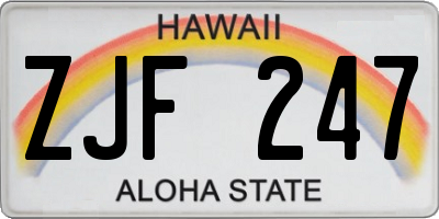 HI license plate ZJF247