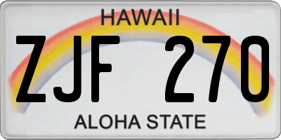 HI license plate ZJF270