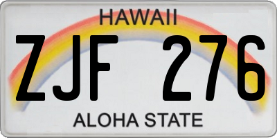 HI license plate ZJF276