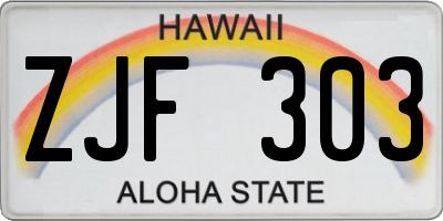 HI license plate ZJF303