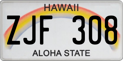 HI license plate ZJF308