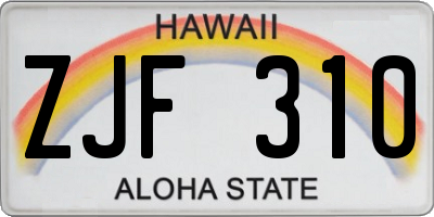 HI license plate ZJF310