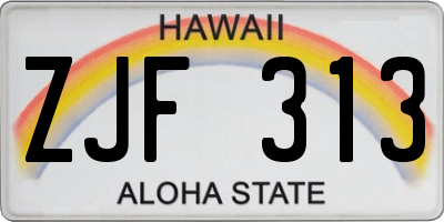 HI license plate ZJF313