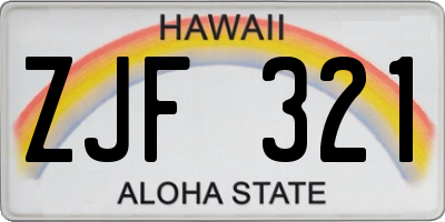 HI license plate ZJF321