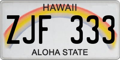 HI license plate ZJF333