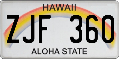 HI license plate ZJF360